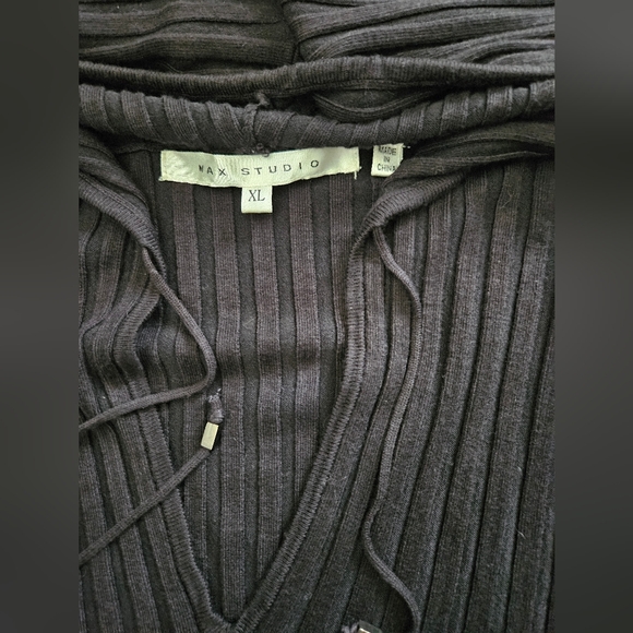 NWOT - Silk Blend Max Studio Black Stretch Hooded Jersey - Size XL - Picture 4 of 7